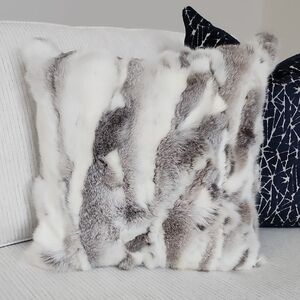 Real Rabbit Fur Decorative Pillow- Hand MADE